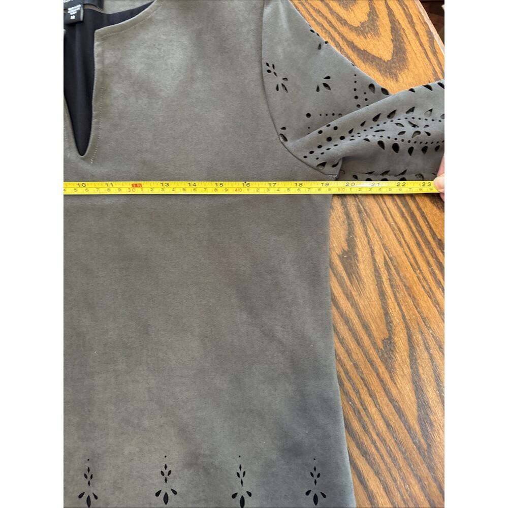Karen Kane faux suede lined dress 3/4 sleeve with cut outs gray M - Picture 6 of 11